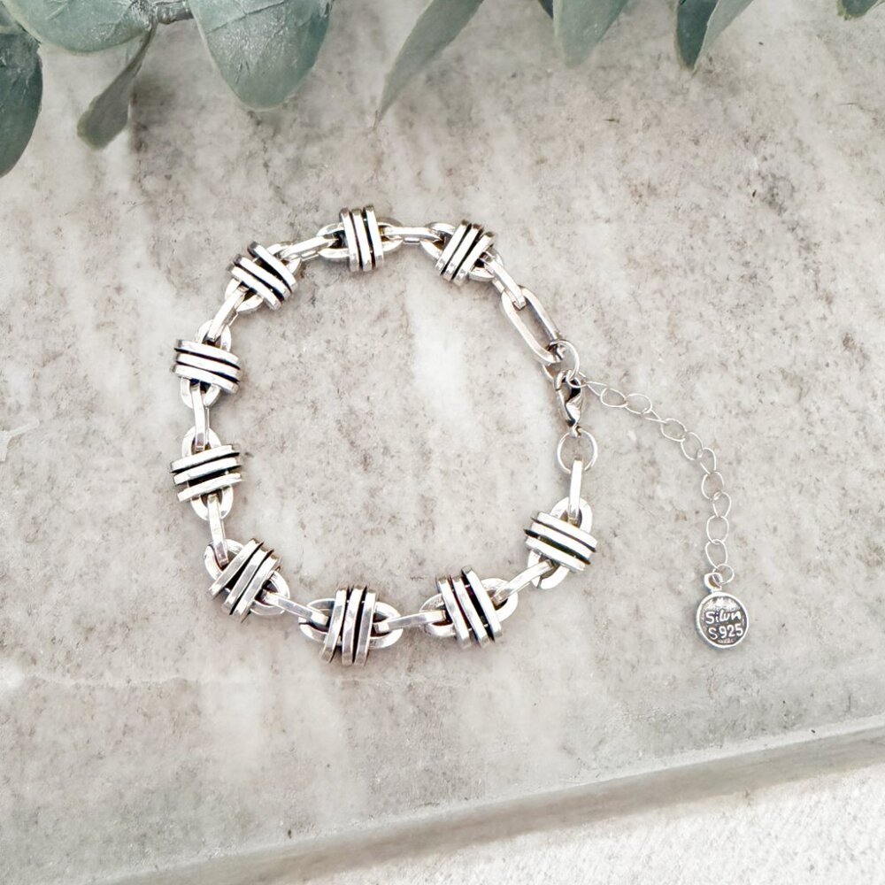 925 Sterling Silver Chain Link Bracelet Modern Trendy Link Bracelet - Picture 3 of 9
